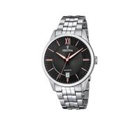 Festina Montre Homme Analogique en Acier Inoxydable 316L Argenté - Mouvement Quartz - Calendrier - Verre Minéral Haute Résistance - Étanche 5 ATM F20425/6