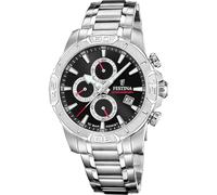 Festina Montre Homme Analogique en Acier Inoxydable 316L Argenté - Mouvement Quartz - Chronographe - Calendrier - Verre Minéral Résistant - Étanche 10 ATM F20704/6 Timeless Chronograph