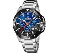 Festina Montre Homme Analogique en Acier Inoxydable 316L Argenté - Mouvement Quartz - Chronographe - Calendrier - Verre Minéral Haute Résistance - Étanche 10 ATM F20641/C Chrono Bike
