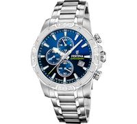 Festina Montre Homme Analogique en Acier Inoxydable 316L Argenté - Mouvement Quartz - Chronographe - Calendrier - Verre Minéral Résistant - Étanche 10 ATM F20704/4 Timeless Chronograph