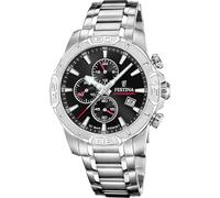 Festina Montre Homme Analogique en Acier Inoxydable 316L Argenté - Mouvement Quartz - Chronographe - Calendrier - Verre Minéral Résistant - Étanche 10 ATM F20704/3 Timeless Chronograph