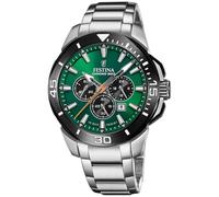 Festina Montre Homme Analogique en Acier Inoxydable 316L Argenté - Mouvement Quartz - Chronographe - Calendrier - Verre Minéral Haute Résistance - Étanche 10 ATM F20641/A Chrono Bike