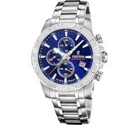 Festina Montre Homme Analogique en Acier Inoxydable 316L Argenté - Mouvement Quartz - Chronographe - Calendrier - Verre Minéral Résistant - Étanche 10 ATM F20704/2 Timeless Chronograph