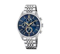 Festina Montre Homme Analogique en Acier Inoxydable 316L Argenté - Mouvement Quartz - Chronographe - Verre Minéral Haute Résistance - Étanche 5 ATM F20285/3 Timeless Chronograph