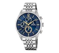 Festina Montre Homme Analogique en Acier Inoxydable 316L Argenté - Mouvement Quartz - Chronographe - Verre Minéral Haute Résistance - Étanche 5 ATM F20285/3 Timeless Chronograph