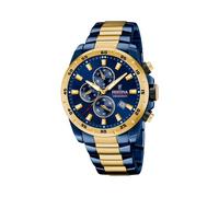 Festina Montre Homme Analogique en Acier Inoxydable 316L Bleu - Mouvement Quartz - Chronographe - Calendrier - Verre Minéral Haute Résistance - Étanche 10 ATM F20564/1 Chrono Sport