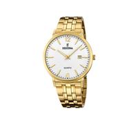 Festina Montre Homme Analogique en Acier Inoxydable 316L Doré - Mouvement Quartz - Calendrier - Verre Minéral Haute Résistance - Étanche 5 ATM F20513/2