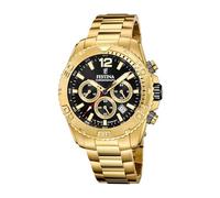 Festina Montre Homme Analogique en Acier Inoxydable 316L Doré - Mouvement Quartz - Chronographe - Calendrier - Verre Minéral Résistant - Étanche 10 ATM F20684/4 Timeless Chronograph