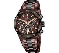 Festina Montre Homme Analogique en Acier Inoxydable 316L Marron - Mouvement Quartz - Chronographe - Calendrier - Verre Minéral Résistant - Étanche 10 ATM F20708/1 Special Editions