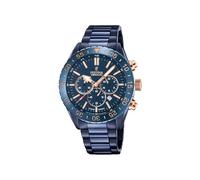 Festina Montre Homme Analogique en Acier Inoxydable Céramique Bleu - Mouvement Quartz - Chronographe - Calendrier - Verre Saphir Haute Résistance - Étanche 10 ATM F20576/1 Ceramic