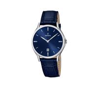 Festina Montre Homme Analogique en Acier Inoxydable et Cuir Bleu