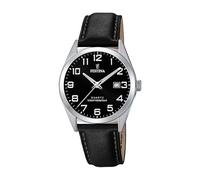 Festina Montre Homme F20446/3 - Cuir noir, Quartz, Calendrier, Verre minéral, 10 ATM, élégante