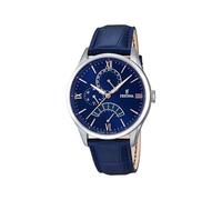 Festina Montre Homme Analogique en Cuir Bleu - Mouvement Quartz - Verre Minéral Haute Résistance - Étanche 5 ATM - Style Élégant et Vintage - Multifonction F16823/3