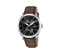 Festina Montre Homme Analogique en Cuir Marron - Mouvement Quartz - Verre Minéral Haute Résistance - Étanche 5 ATM - Élégante et Classique - Multifonction F16573/4