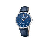 Festina Montre Homme Analogique Solaire avec Bracelet en Cuir Bleu - Verre Minéral Haute Résistance - Étanche 5 ATM - Montres Homme - Élégante F20660/4 Solar Energy
