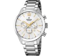 Festina Montre Homme Analogique en Acier Inoxydable 316L - Mouvement Quartz - Chronographe - Calendrier - Verre Minéral Résistant - Étanche 5 ATM - Style Casual F20343/1 Timeless Chronograph