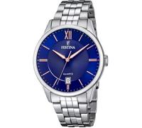Festina Montre homme analogique F20425/5 – acier inoxydable 316L argenté, Quartz, Calendrier, 5 ATM