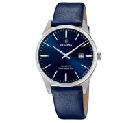 Montre FESTINA pour Homme F20512/3 Acero Clasico Boîtier en Acier Inoxydable Gris Bracelet en Cuir Bleu