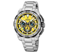 Festina Montre Homme Analogique - Acier Inoxydable 316L Argenté - Quartz - Chronographe - Calendrier - Verre Minéral Haute Résistance - Étanche 20 ATM - F20724/4 Chrono Bike