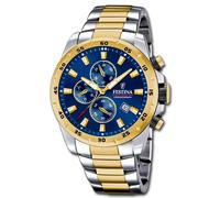 Festina Montre Homme F20562/2 Chrono Sport Quartz Acier 316L 45 mm Étanche 10 ATM Bleu/Gris