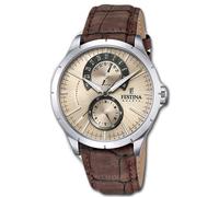 Festina Montre Hommes F16573/9 Analogue Cuir Montre Rétro Braun UF16573/9