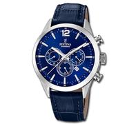 Festina Montre Hommes F20542/2 Cuir Montre Timeless Chrono Bleu UF20542/2
