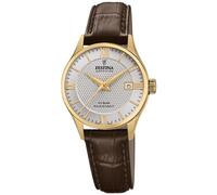 Festina Montre pour Femme F20011/2 Swiss Made Boîtier en Acier Inoxydable Doré Bracelet en Cuir Marron
