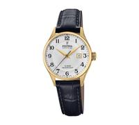 Festina Montre pour Femme F20011/5 Swiss Made Boîtier en Acier Inoxydable Doré Bracelet en Cuir Noir