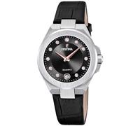 Montre FESTINA pour Femme F20701/5 Mademoiselle Boîtier en Acier Inoxydable Gris Bracelet en Cuir Noir