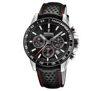 Montre FESTINA pour Homme F20561/4 Timeless Chronograph Boîtier en Acier Inoxydable Gris Bracelet en Cuir Noir