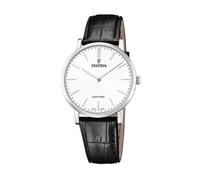 Festina Montre pour Homme F20012/1 Swiss Made Boîtier en Acier Inoxydable Gris Bracelet en Cuir Noir