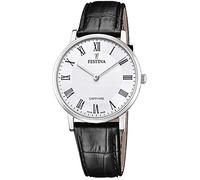 Festina Montre pour Homme F20012/2 Swiss Made Boîtier en Acier Inoxydable Gris Bracelet en Cuir Noir
