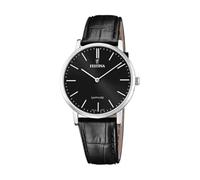 Festina Montre pour Homme F20012/4 Swiss Made Boîtier en Acier Inoxydable Gris Bracelet en Cuir Noir
