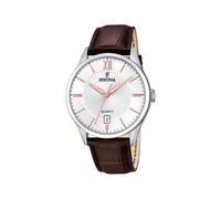 Festina Montre pour Homme F20426/4 Acero Clasico Boîtier en Acier Inoxydable Gris Bracelet en Cuir Marron