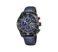 Festina Montre pour Homme F20519/3 Chrono Sport Boîtier en Acier Inoxydable Noir Bracelet en Cuir Bleu