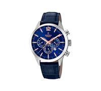 Festina Montre pour Homme F20542/4 Timeless Chronograph Boîtier en Acier Inoxydable Gris Bracelet en Cuir Bleu