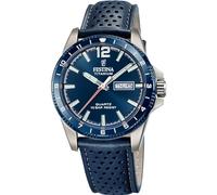 Festina Montre pour Homme F20699/2 Special Prices Boîtier en Titane Gris Bracelet en Cuir Bleu