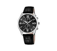 Festina Montre pour Homme F6855/8 Timeless Chronograph Boîtier en Acier Inoxydable Gris Bracelet en Cuir Noir