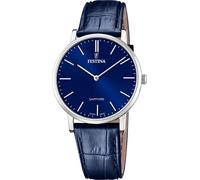 Festina Montre pour Homme F20012/3 Swiss Made Boîtier en Acier Inoxydable Gris Bracelet en Cuir Bleu