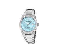 Festina Swiss Made Montre Femme Analogique Acier Inoxydable 316L Argenté - Mouvement Quartz - Verre Saphir Haute Résistance - Étanche 10 ATM - Calendrier F20035/7
