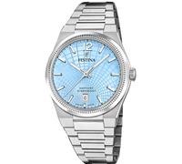 Festina Swiss Made Montre Femme Analogique Acier Inoxydable 316L Argenté - Mouvement Quartz - Verre Saphir Résistant - Étanche 10 ATM - Calendrier F20052/5 Rive Collection