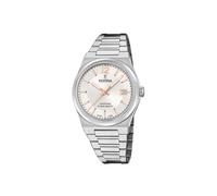 Festina Swiss Made Montre Femme Analogique Acier Inoxydable 316L Argenté - Mouvement Quartz - Verre Saphir Haute Résistance - Étanche 10 ATM - Calendrier F20035/2