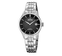 Festina Swiss Made Montre Femme Analogique Acier Inoxydable 316L Argenté - Mouvement Quartz - Verre Saphir Résistant - Étanche 10 ATM - Calendrier F20006/4 - Classic Steel