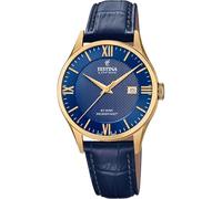 Festina Swiss Made Montre Homme Analogique Cuir Bleu - Quartz Date - Verre Saphir Résistant - Étanche 10 ATM Élégante - F20010/3