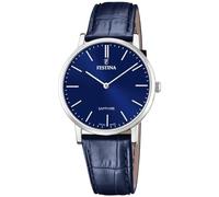 Festina Swiss Made Montre Homme Analogique Cuir Bleu - Quartz - Verre Saphir Résistant - Étanche 5 ATM Élégante - F20012/3 Classic Leather