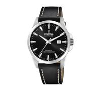 Festina Swiss Made Montre Homme Analogique Cuir Noir - Quartz Date - Verre Saphir Résistant - Étanche 10 ATM Élégante - F20025/4 Classic Leather