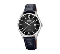 Festina Swiss Made Montre Homme Analogique Cuir Noir - Quartz Date - Verre Saphir Résistant - Étanche 10 ATM Élégante - F20007/4 Classic Leather