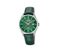 Festina Swiss Made Montre Homme Analogique Cuir Vert - Quartz Date - Verre Saphir Résistant - Étanche 10 ATM Élégante - F20007/5 Classic Leather