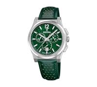 Festina Montre homme Rive F20060/3, Swiss Made, cuir vert, chronographe, verre saphir, 10 ATM