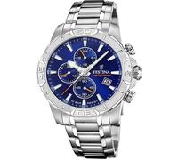 Festina Montre Homme Analogique en Acier Inoxydable 316L Argenté - Mouvement Quartz - Chronographe - Calendrier - Verre Minéral Résistant - Étanche 10 ATM F20704/2 Timeless Chronograph